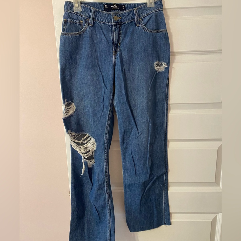 hollister Distressed Blue low rise Jeans